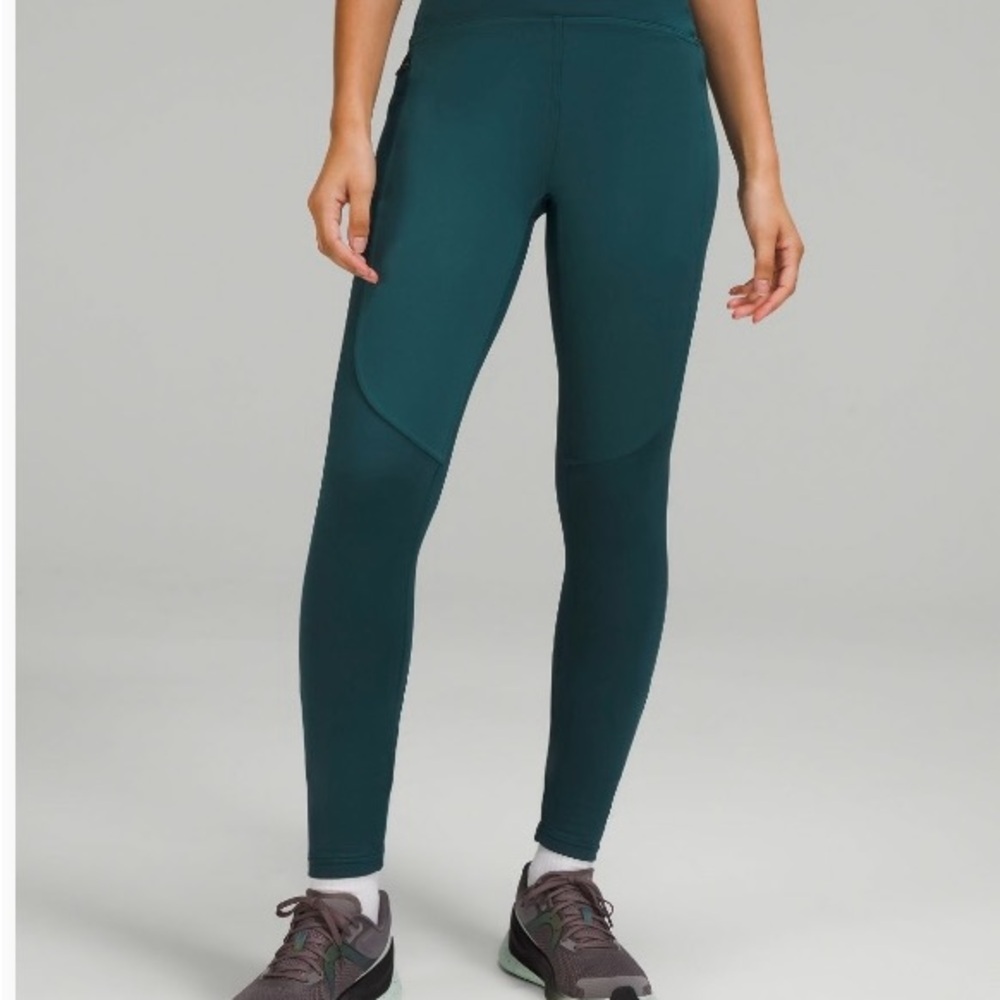 NEW Lululemon Size 12 Tech Fleece High-Rise Running Tight 28" - Green Jasper